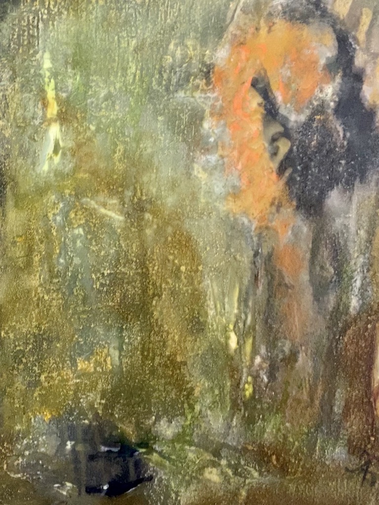 "Struktur trifft Olive", 50 x 40 cm, Acryl-Mix