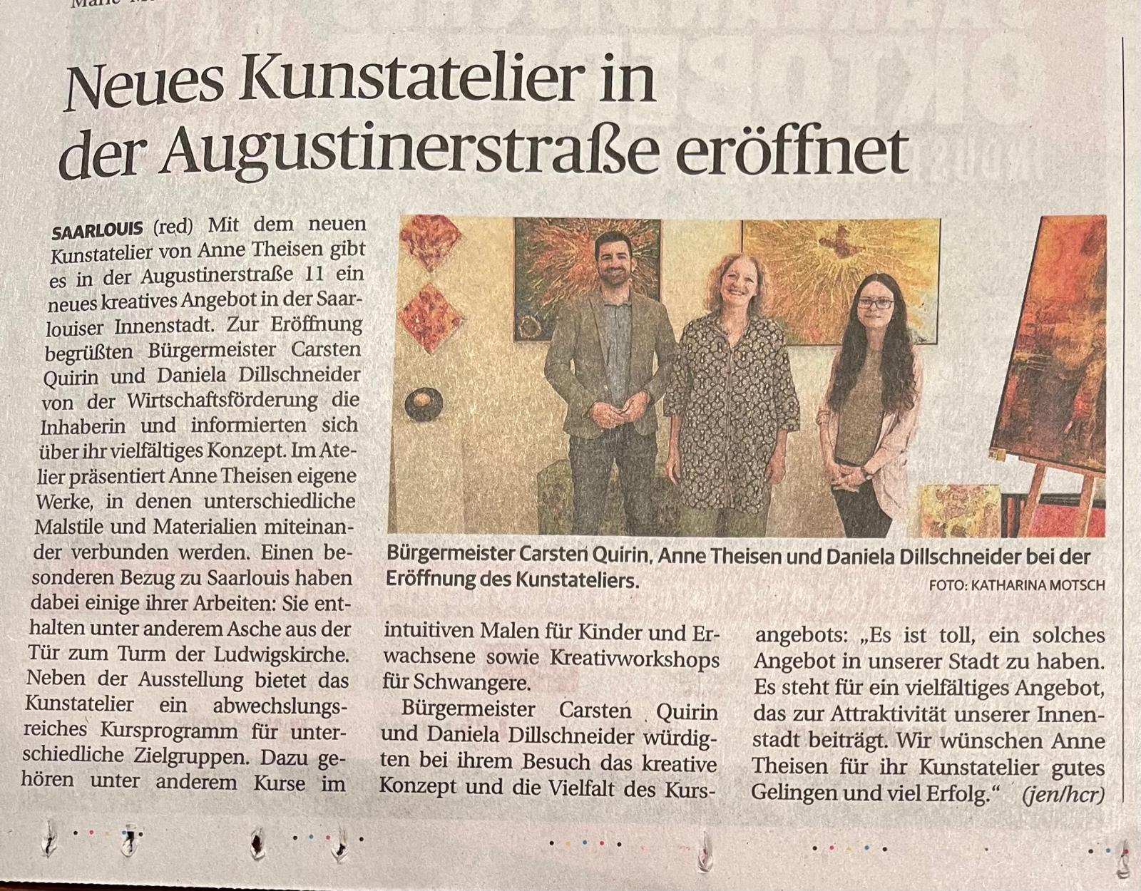 Pressebericht SZ Neueröffnung und Atelierausstellung